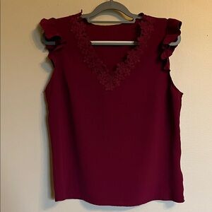 Burgundy Ruffle Sleeve Top